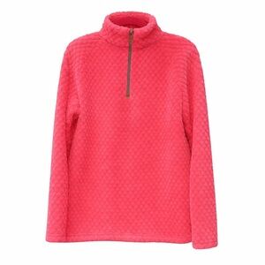 Tees2urdoor Super Soft Pink Textured Fleece Quarter Zip Pullover Size Small EUC